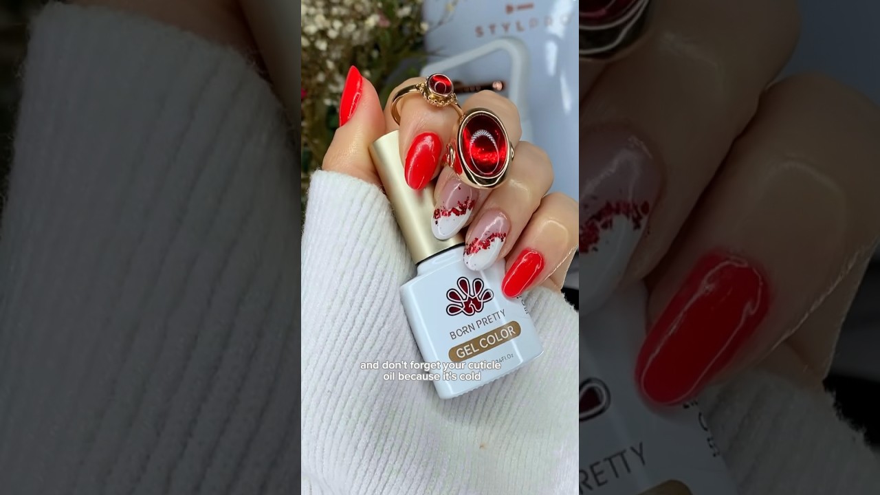 last minute Christmas nails with me🥹❣️#christmasnails #gelnails #nails red