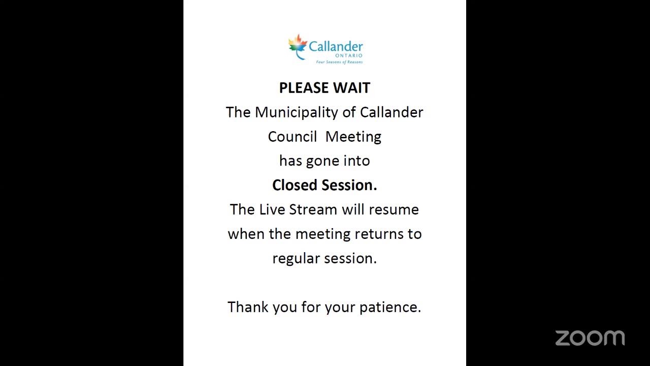 Municipality of Callander's Zoom Meeting - Tuesday, December 9 @ 6:30 pm - Regular Meeting