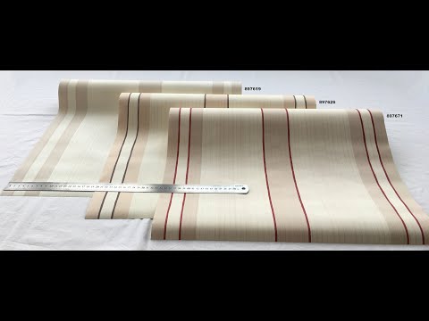 Світлі німецькі шпалери 897626, з тонкими коричневими смужками на кремовому тлі, тиснені в дрібний рубчик, видео 2