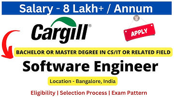 Cargill Off Campus Drive for Freshers 2023/2024 | Software Engineer | Salary 8 LPA+ #jobs