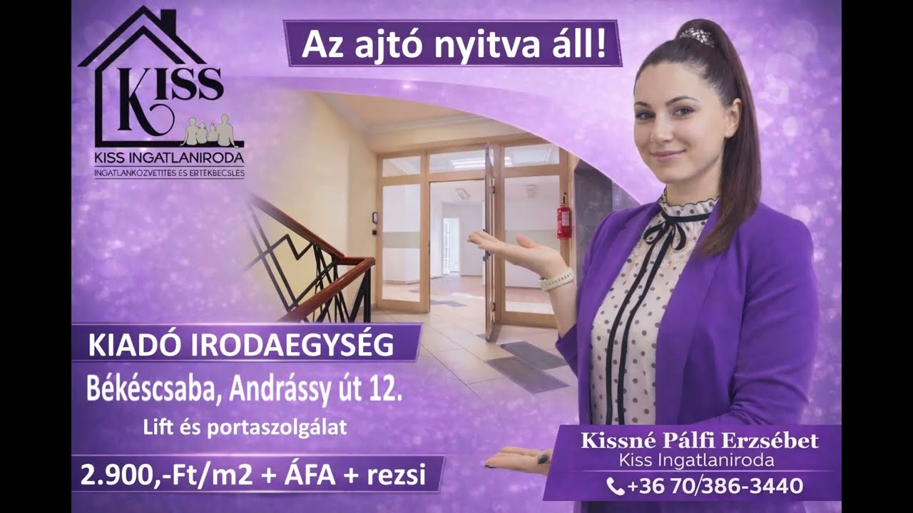 📍 Irodaegyüttes Békéscsabán a sétálóutcában – egyben bérelhető, akár 385 m²