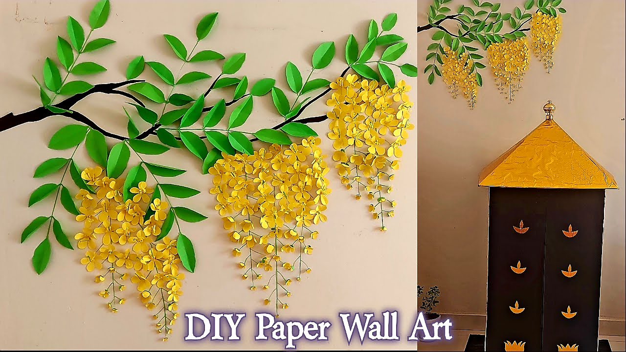 Kanikonna Paper Flower Wall Art| Cassia fistula/Golden Shower |DIY Paper Flower Craft