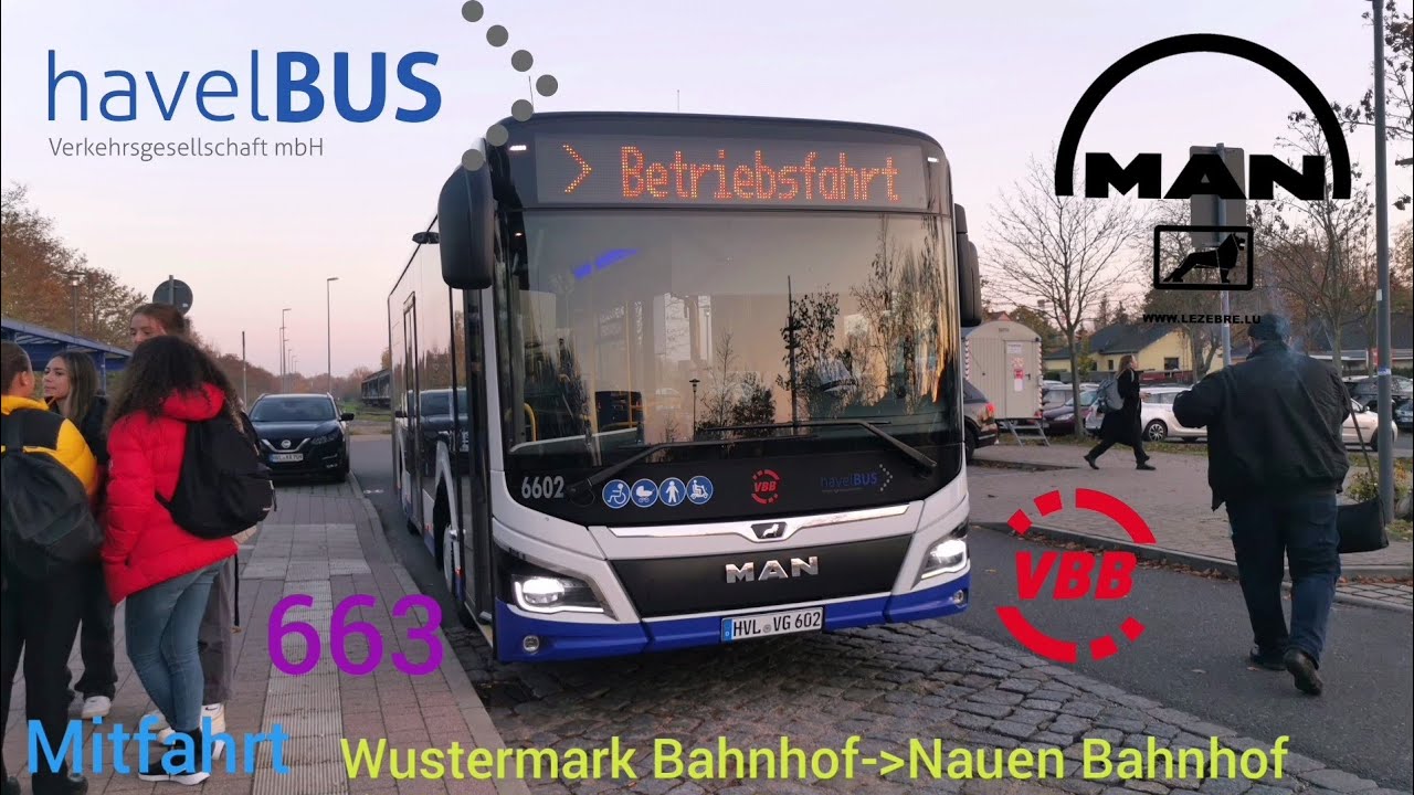 Busmitfahrt auf der Linie 663 von Wustermark Bhf bis Nauen Bahnhof im ...