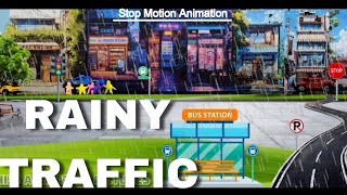Rainy 🌧️ Traffic 🚦#stopmotionanimation