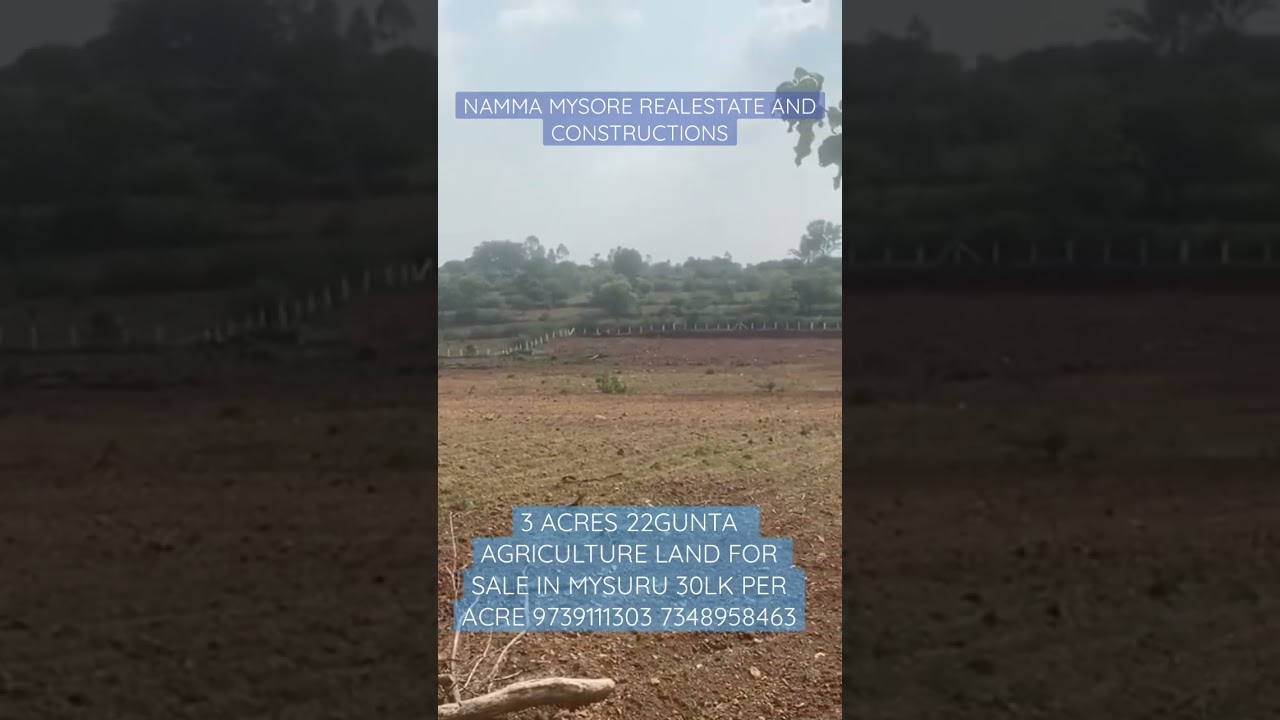 3 ACRES 22GUNTA  AGRICULTURE LAND FOR SALE IN MYSURU 30LK PER ACRE 9739111303 7348958463