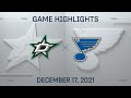 NHL Highlights | Stars vs. Blues - Dec. 17, 2021