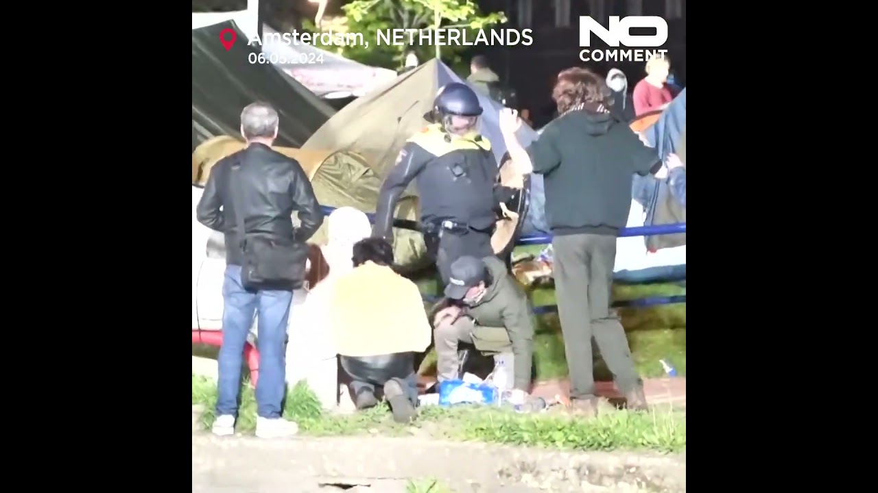 Police break up pro-Palestinian demonstration camp in Amsterdam 