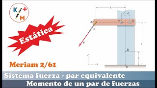Estática -29. Sistema fuerza-par equivalente. 2/61. Meriam 9 Ed