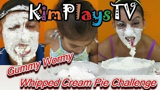 Get 10 Gummy WORMS Out of the WHIPPED Cream PIE With Your MOUTH Challenge