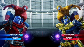 Spiderman & Thanos vs Yellow Spiderman & Thanos (Very Hard) Marvel vs Capcom | 4K UHD Gameplay