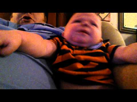 Dad scares baby!