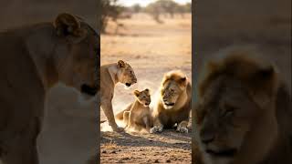 Poor Papa lion. He is no king ￼ front of his family🦁🫥 #wildlife#animalfight #lionesspower lion