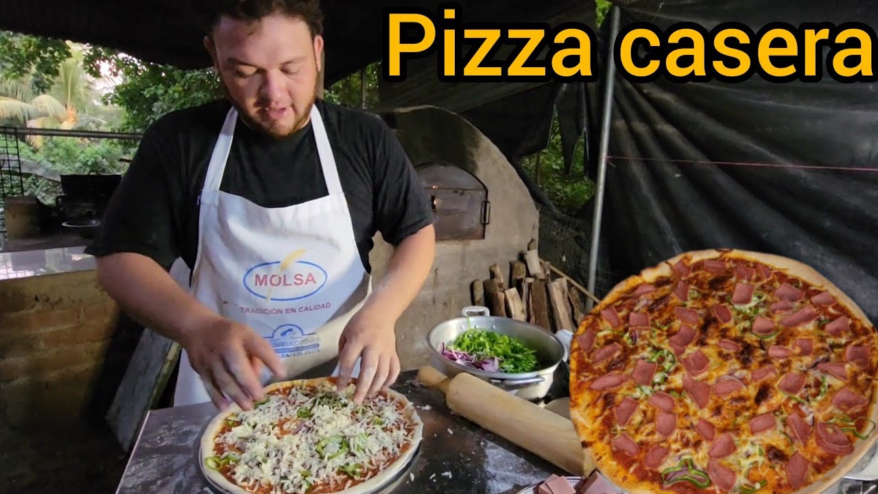 como hacer PIZZAS en HORNO DE LEÑA!! 100% Salvadoreño