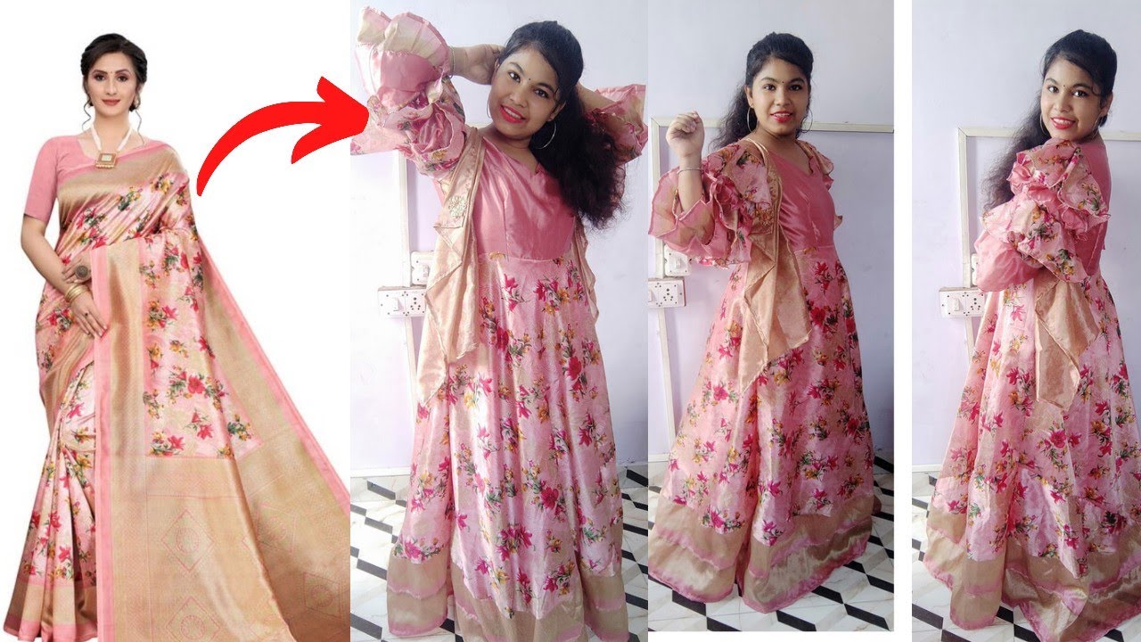4 Layer Frill Sleeves Cutting and Stitching in Easy Way Convert Saree