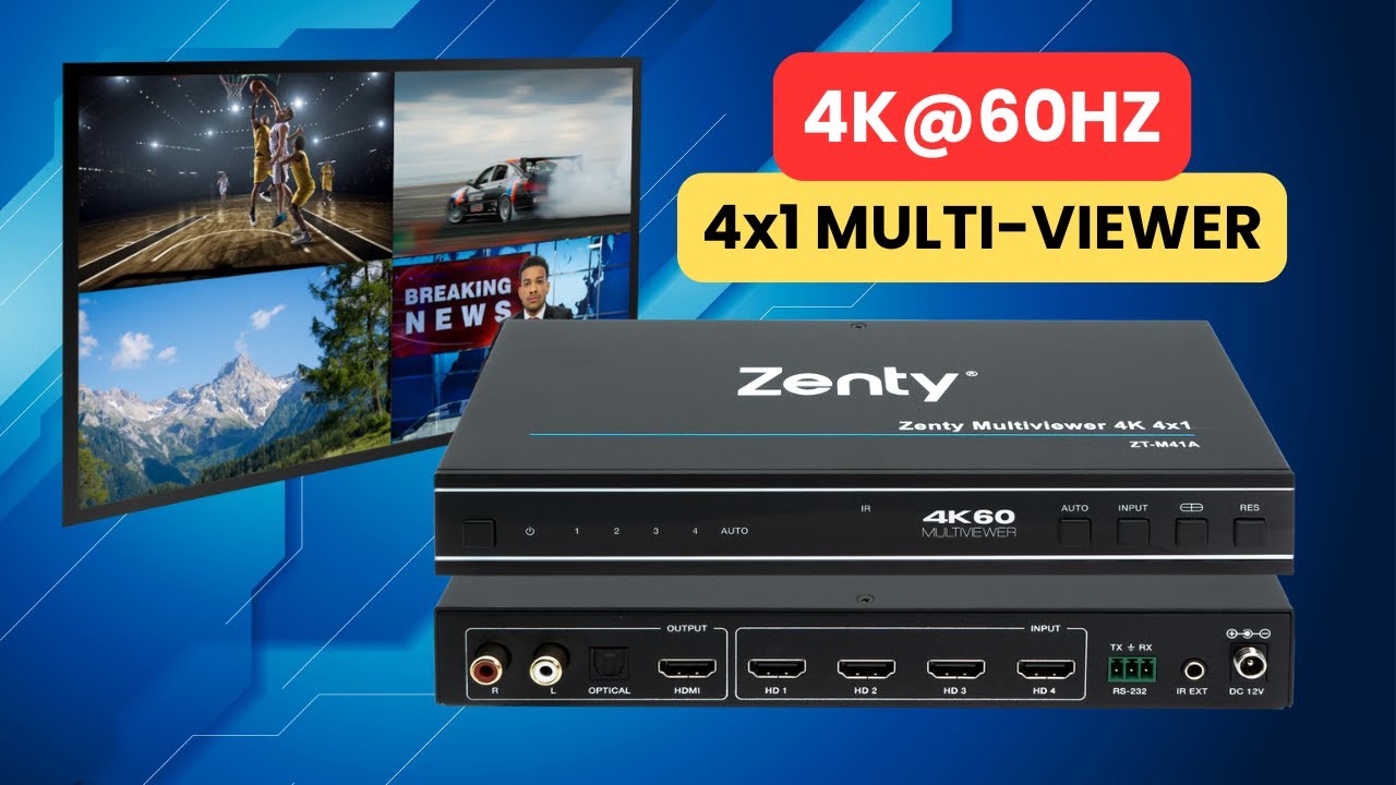 Zenty ZT-M41A 4x1 Multiviewer | 4K@60Hz, Audio De-Embedding