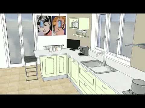 Cucina moderna con penisola snack e pranzo e zona living ... Cucina con snack