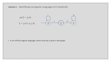 Module 6  (Video 1) Identifying nonregular languages