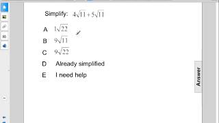 Algebra2 Rad Funcs Add Subtract Rads Pt 2 Q37