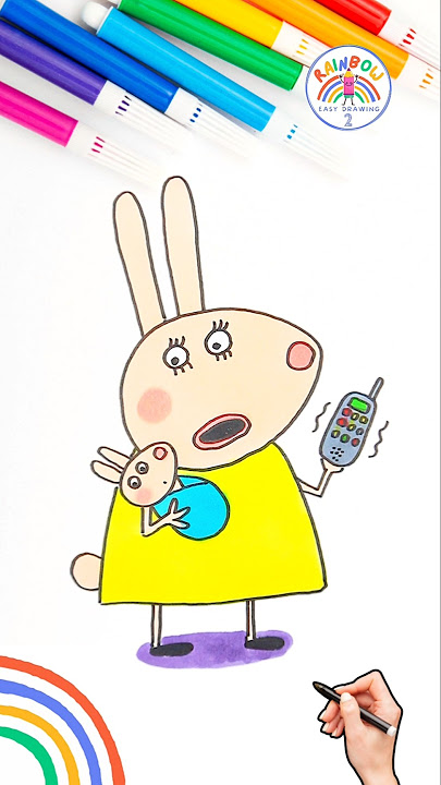 Draw Peppa Pig Rabbits | Draw Cute Peppa Mummy Rabbit 🌈🐰 #peppapig #cartoon #shorts #baby #forkids