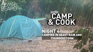 Camp & Cook | Night 4 | Solo camping in heavy rain and thunderstorm | Relaxing Outdoor ASMR