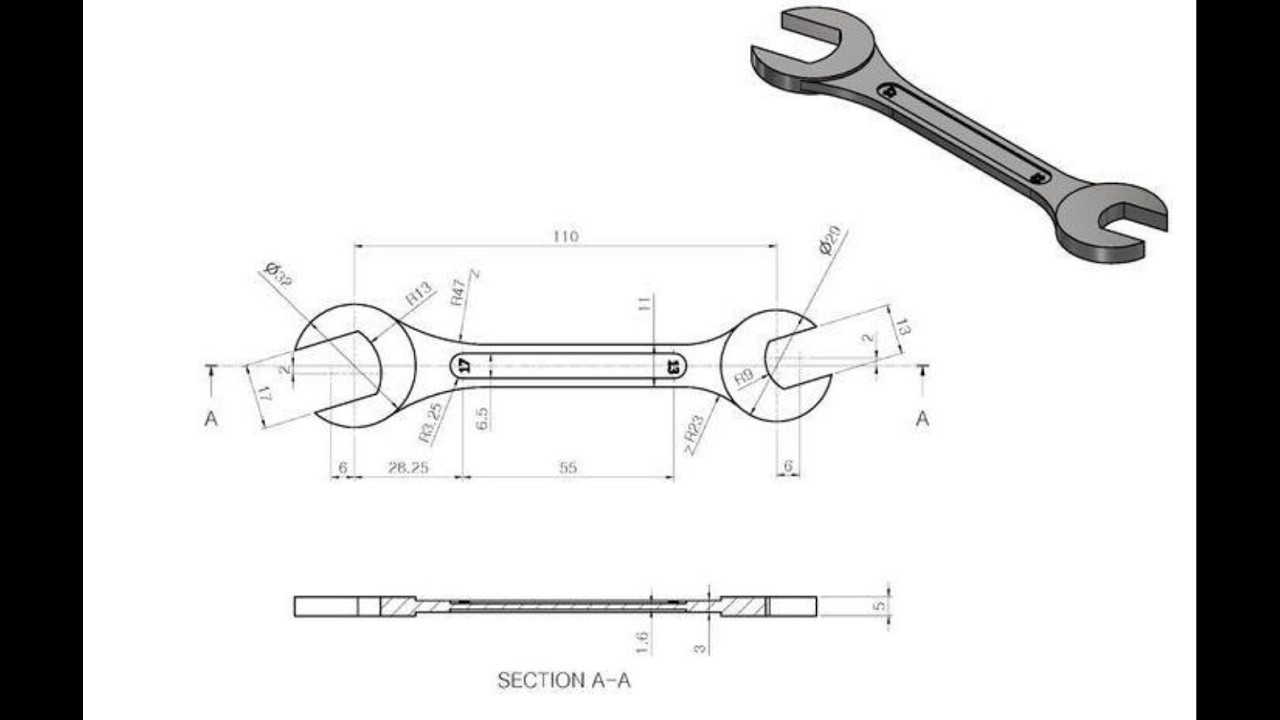 Spanner 3D Model in SolidWorks Mechanical Design Tutorial - YouTube