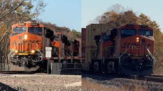 Very fast BNSF Stack train ( slows down )! BNSF Transcon: Emporia sub..10/26/24