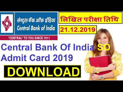 Central Bank Of India SO Admit Card 2019-20 Specialist Officer Exam Date