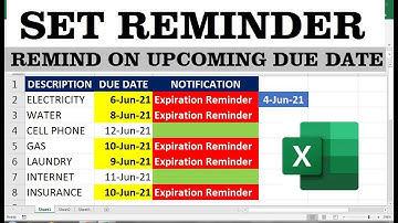 how to set due date in excel | SET REMINDER | NOTIFICATION create reminders with excel worksheet
