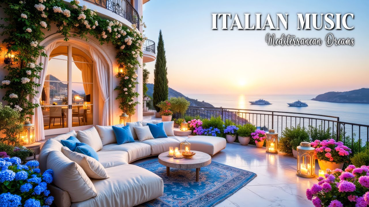 Mediterranean Calm in Italy 🎶 Relaxing Guitar Music, Amalfi Coast & Lake Como Atmosphere 4K