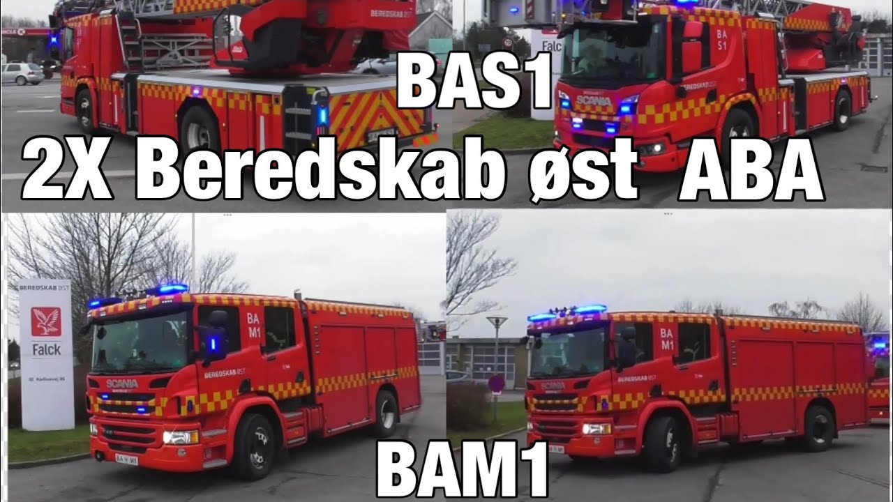 Beredskab Øst ST.BA ABA NOVO NORDISK brandbil i udrykning. Fire truck respond