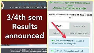 VTU 4TH SEM RESULTS ANNOUNCED|3RD SEM ALSO|VTU.AC.IN