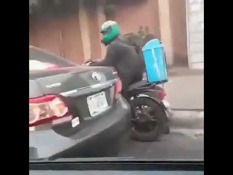 Okada Ban, Motorcyclist Turns Dispatch Rider By Using Dustbin As A Dispatch Box To Evade Police Arre