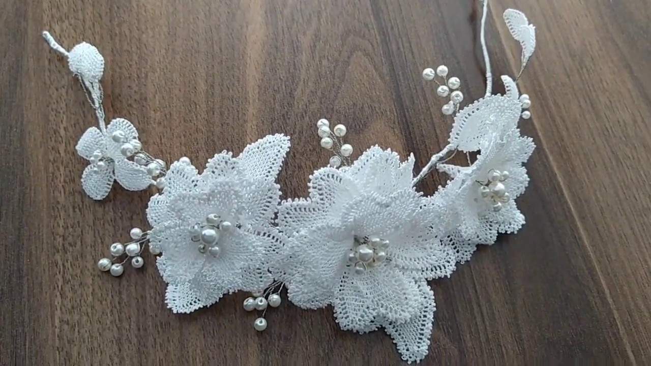 460- İĞNE OYALI GELİN TACI  MONTAJI ANLATIMLI YAPILIŞI