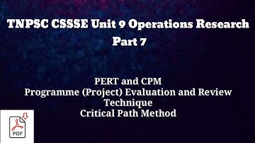 TNPSC CSSSE || Unit 9 Operations Research || Part 7 @Achieve_your_dreams