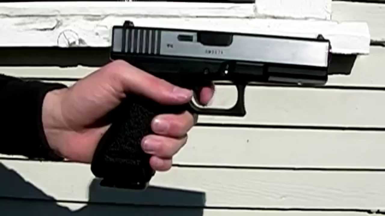 Army chrome Glock 17 in slow motion at 300 fps YouTube