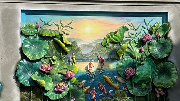 Tranh phù điêu sen cá / +20 Mẫu tranh đắp xi măng đẹp