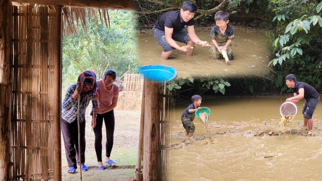 An and child went to the pond to catch fish to sell at the market,Ba ...