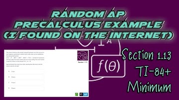 AP Precalculus Section 1.13 Example: TI-84+ to Find the Minimum Value (Calculator)