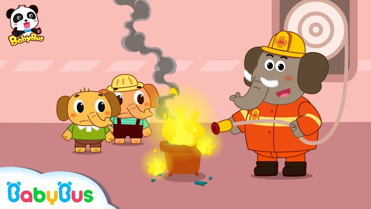 Learn Fire Safety with Elephant Firefighter Fire Drill Kids Role
