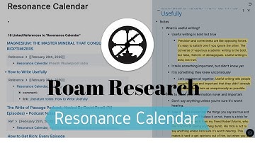 Roam: Creating a Resonance Calendar in Roam Research