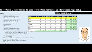 Excel Basics 1: Introduction To Excel 1: Formatting, Formulas, Cell References, Page Setup screenshot 1