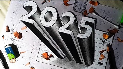 How to Draw 2025 Numbers 3D Trick Art on Line Paper
