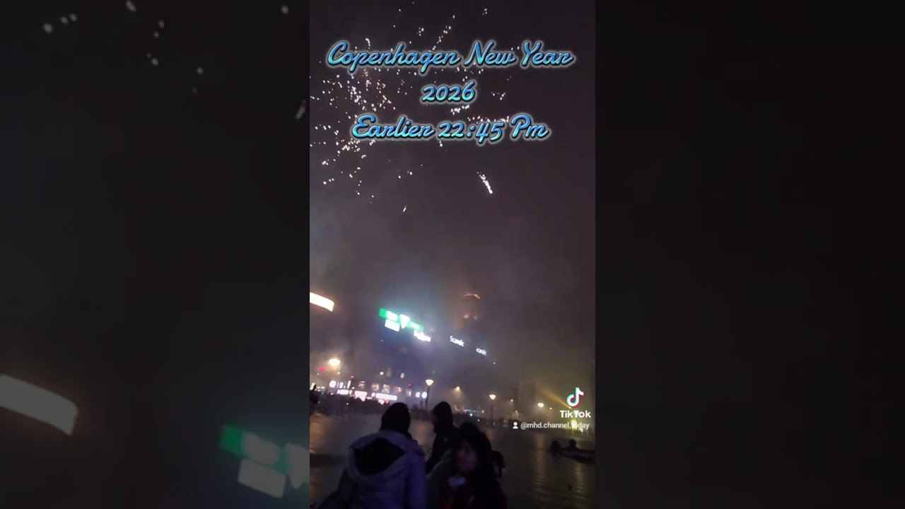 Copenhagen New Year 2026. 70 minuts before midnight 😀 كوبنهاغن سنة جديدة