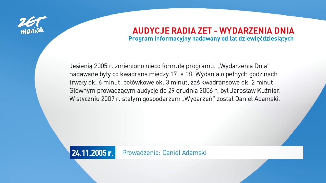 ZETmaniak: audycje Radia ZET - Wydarzenia Dnia
