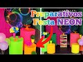 Preparativos de  FESTA NEON para PEGUE E MONTE e DECORAÇÃO