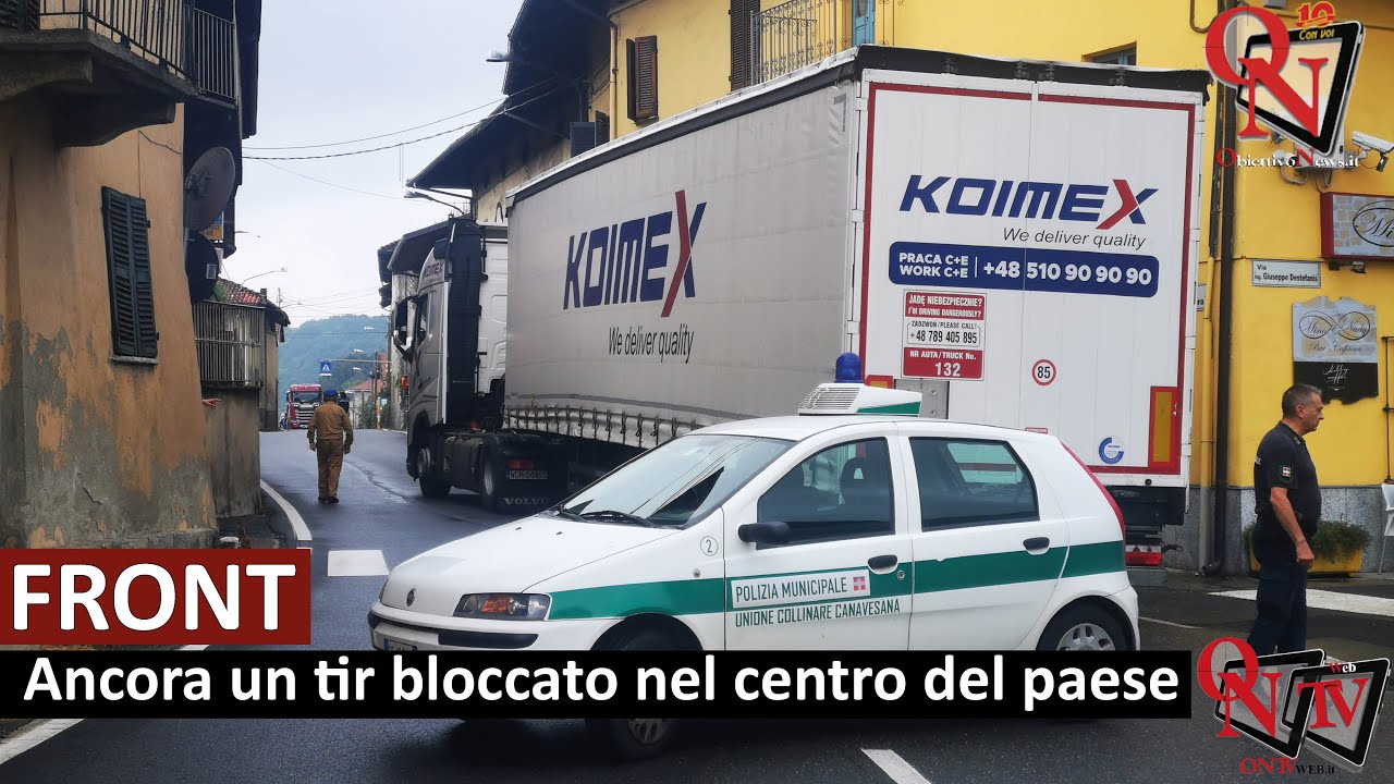 FRONT – Ancora un tir bloccato nel centro del paese - YouTube