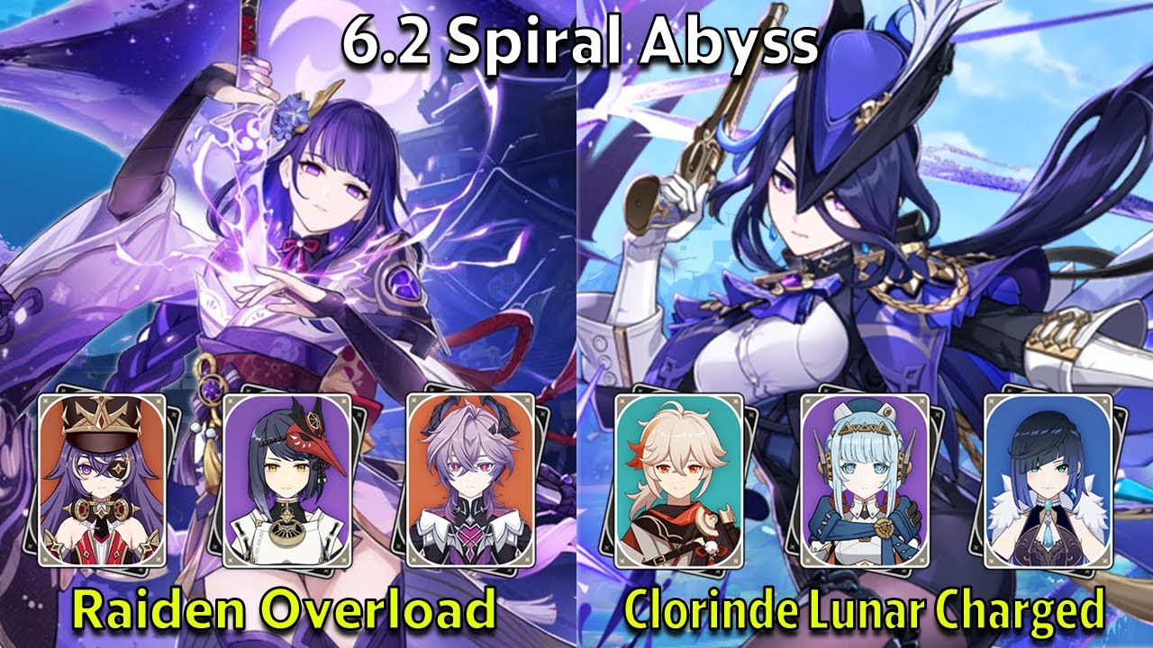 C2 Raiden Overload и C0 Clorinde Lunar Charged - Genshin Impact 6.2 Spiral Abyss (полное прохожде...