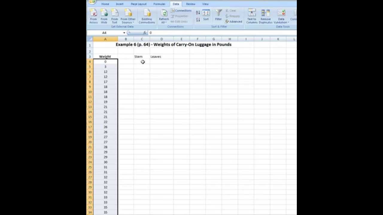 Stem And Leaf Chart Excel