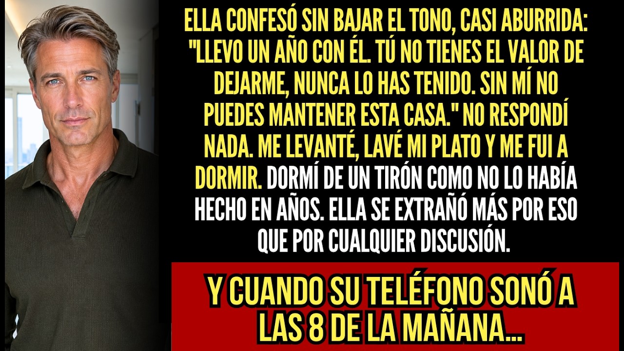 Mi esposa me soltó la frase durante la cena, con el tenedor en la mano, como quien anuncia que se acabó el detergente: «Llevo un año con él. Tú no tienes el valor de dejarme. Sin mí no puedes...