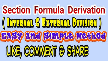Section formula Derivation ( internal and external division ) | Zero Sir |